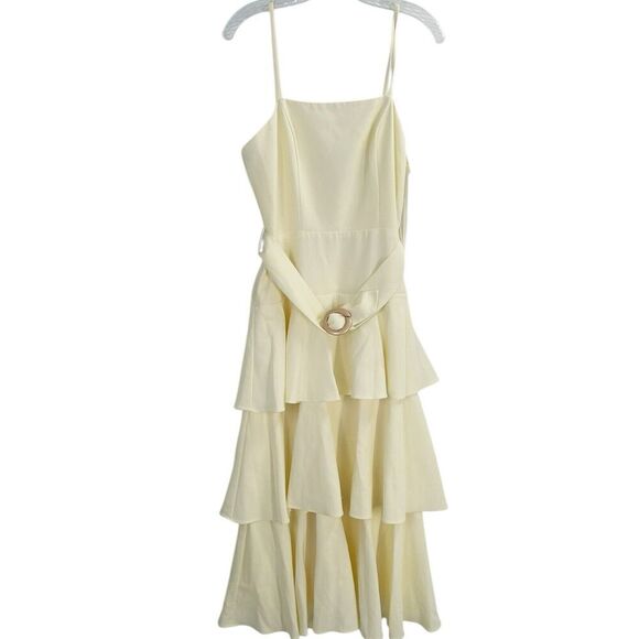 Mac Duggal Dresses & Skirts - Mac Duggal Ieena NWT Ruffle Tiered Buckle Detail Dress in Cream Size 8